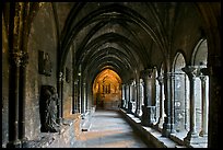 Sculptured columns, St Trophimus cloister. Arles, Provence, France (color)