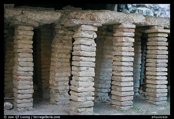 Brick pilars in baths of Constantine. Arles, Provence, France