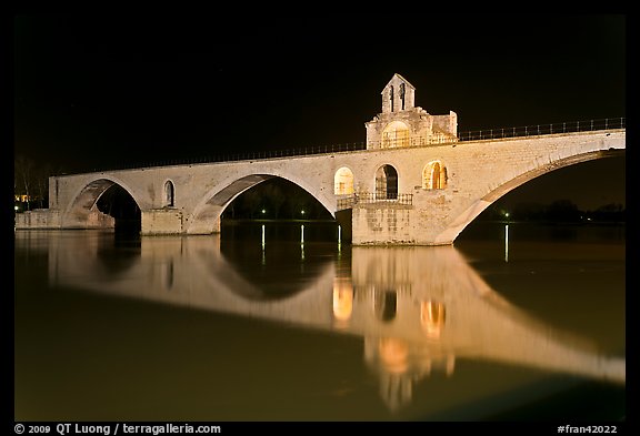 Pont d'Avignon at night. Avignon, Provence, France (color)