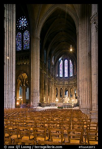 Transept crossing and stained glass, Chartres Cathedral. France
