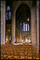 Transept crossing and stained glass, Chartres Cathedral. France (color)