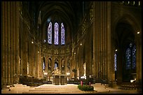 Altar and apse with clerestory windows, Cathedral of Our Lady of Chartres. France (color)