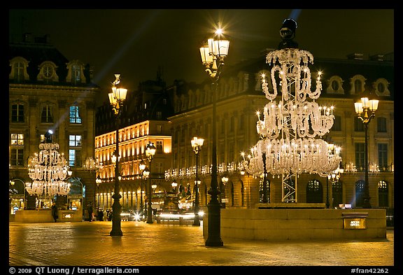Christmas lights on  Place Vendome. Paris, France