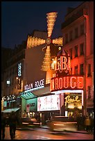Moulin Rouge (Red Mill) Cabaret by night. Paris, France (color)
