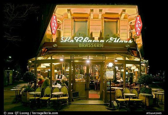 Brasserie by night. Paris, France (color)