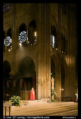 Cardinal reading and crossing of Notre-Dame cathedral. Paris, France (color)