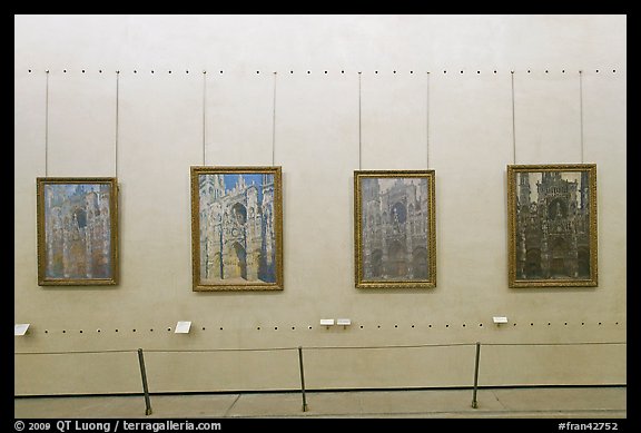 Monet's impressionist paintings of the Rouen Cathedral, Musee d'Orsay. Paris, France