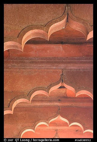 Arches and roof detail, Diwan-i-Am, Red Fort. New Delhi, India (color)