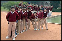 Group of schoolchildren, Humayun's tomb. New Delhi, India ( color)