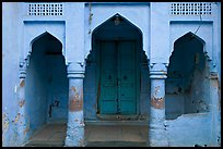 Blue porch of Brahmin house. Jodhpur, Rajasthan, India (color)