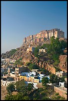 Mehrangarh Fort on top of hill. Jodhpur, Rajasthan, India