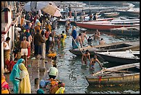 Ritual dip into the Ganga River. Varanasi, Uttar Pradesh, India (color)