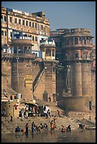 Towers and steps, Ganga Mahal Ghat. Varanasi, Uttar Pradesh, India ( color)