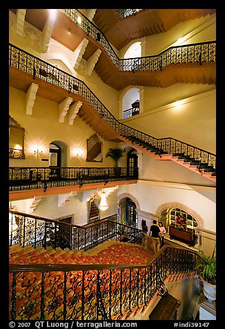 Staircase inside Taj Mahal Palace Hotel. Mumbai, Maharashtra, India