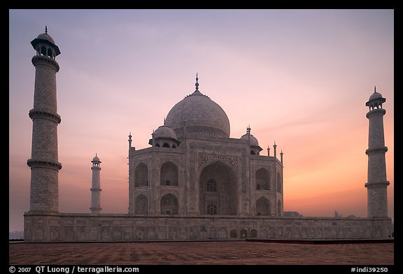 Taj Mahal at sunrise. Agra, Uttar Pradesh, India (color)
