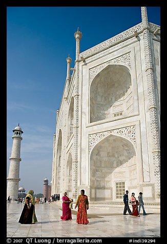 View from platform showing two large stacked pishtaqs, Taj Mahal. Agra, Uttar Pradesh, India