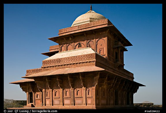 Birbal Bhavan pavilion, afternoon. Fatehpur Sikri, Uttar Pradesh, India (color)