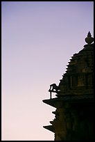 Temple profile, Western Group, sunset. Khajuraho, Madhya Pradesh, India (color)