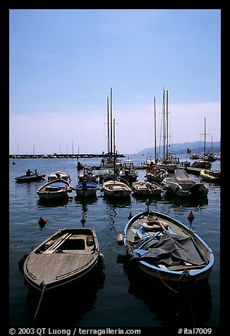 Small boats in harbor, La Spezia. Liguria, Italy (color)