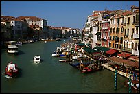 Grand Canal near Rialto Bridge. Venice, Veneto, Italy