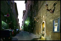 Street and fountain at dawn. Siena, Tuscany, Italy ( color)