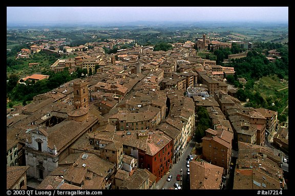 Historic town seen from Torre del Mangia. Siena, Tuscany, Italy