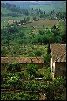 Gardens and contryside  on the periphery of the town. San Gimignano, Tuscany, Italy (color)