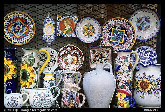 Assortment of ceramic pieces for sale. Orvieto, Umbria