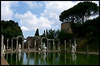 Antique statues along the Canopus, Villa Adriana. Tivoli, Lazio, Italy ( color)