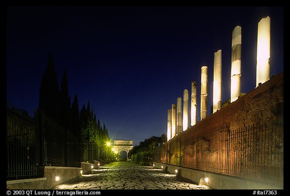 Via Sacra at night. Rome, Lazio, Italy (color)