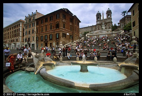 Fontana della Barcaccia at the foot of the Spanish Steps. Rome, Lazio, Italy (color)