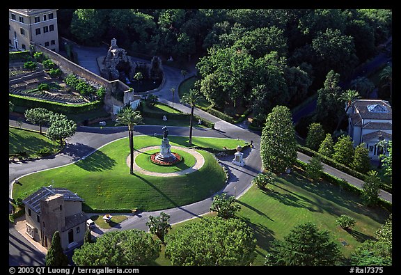 Vatican gardens seen from the Dome. Vatican City