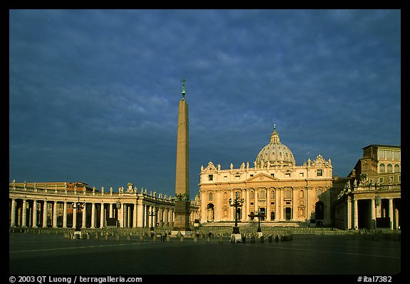 Piazza San Pietro and Basilica San Pietro (Saint Peter), sunrise. Vatican City (color)