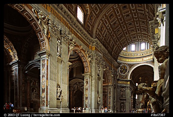 Cavernous interior of Basilic San Peter. Vatican City (color)