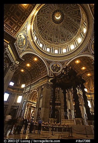 Baldachino, Bernini's baroque canopy stands above St Peter's tomb. Vatican City (color)