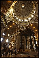 Baldachino, Bernini's baroque canopy stands above St Peter's tomb. Vatican City (color)