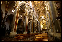 Church interior looking down the nave to the apse. Naples, Campania, Italy (color)