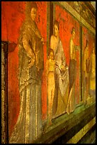 Villa of Mysteries has one of the largest frescoes remaining from the Ancient world. Pompeii, Campania, Italy (color)