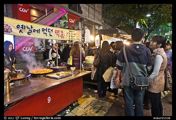 People lining up for street food. Seoul, South Korea