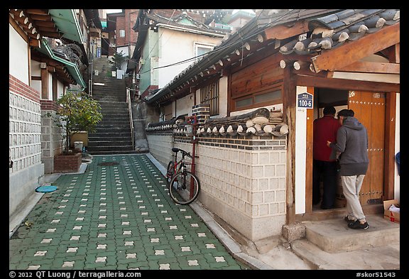 Alley in Bukchon Hanok Village. Seoul, South Korea