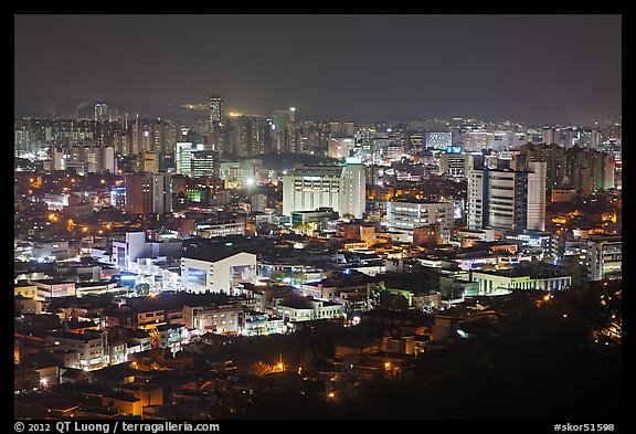 Suwon city at night. South Korea (color)