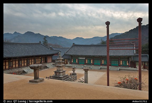 Haeinsa Temple and Gaya Mountains, evening. South Korea