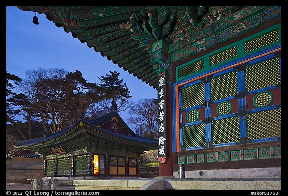 Haeinsa Temple at dusk. South Korea (color)