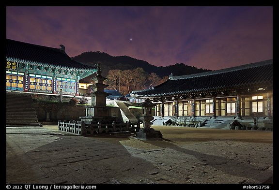 Haeinsa Temple at night. South Korea (color)