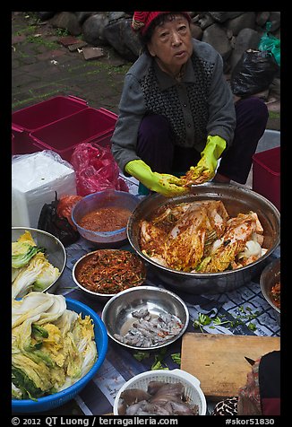 Woman during early winter kim chee preparation. Gyeongju, South Korea