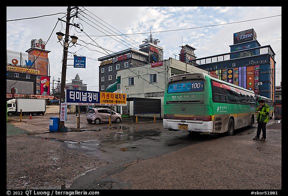 Bus stop and motels. Gyeongju, South Korea (color)