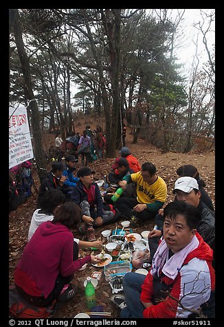 Summit picnic, Geumosang Peak, Mt Namsan. Gyeongju, South Korea