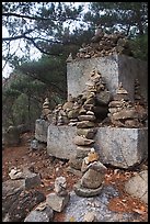 Cairns and monument, Namsan Mountain. Gyeongju, South Korea