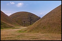 Large burial mounds. Gyeongju, South Korea (color)