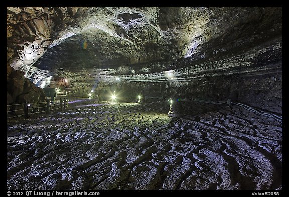 Floor with hardened lava flow in  Manjanggul cave. Jeju Island, South Korea (color)